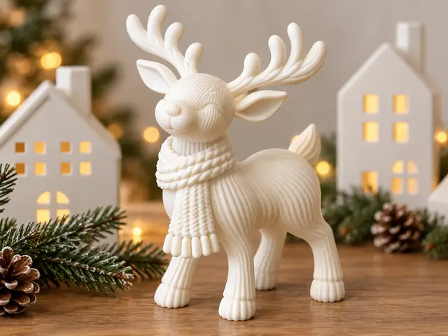 Christmas Reindeer with Knitted Scarf — modelo 3D