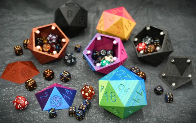 D20 Dice Box magnetic — modelo 3D