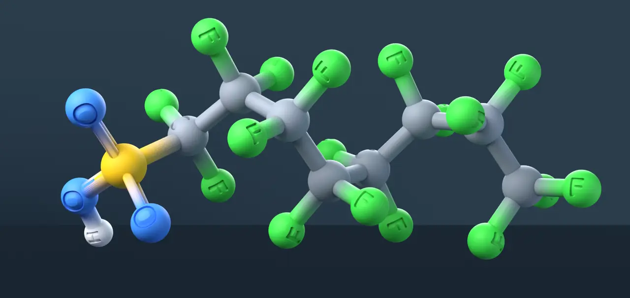 Perfluorooctanesulfonic acid — CAS 1763-23-1 — modelo 3D