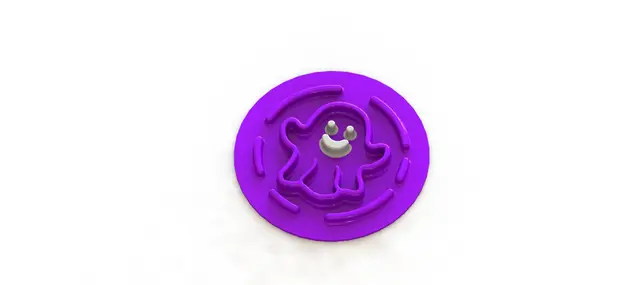 Halloween Ghost Slow Feeder Bowl Insert – Circular Maze — modelo 3D