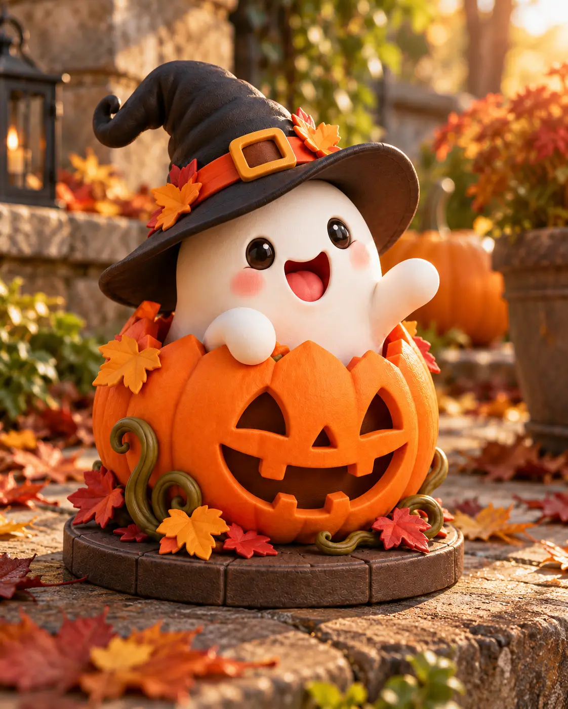 Cute Witch Ghost in Pumpkin – Halloween Decor — modelo 3D