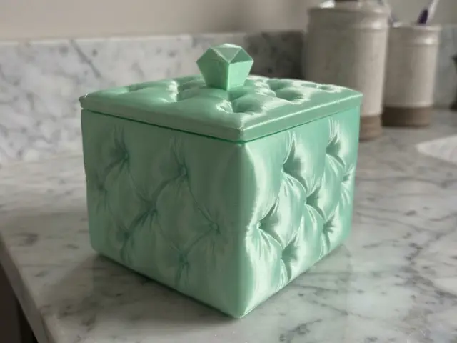 Tufted Vanity Box Luxury Jewelry Case Trinket Jar — modelo 3D