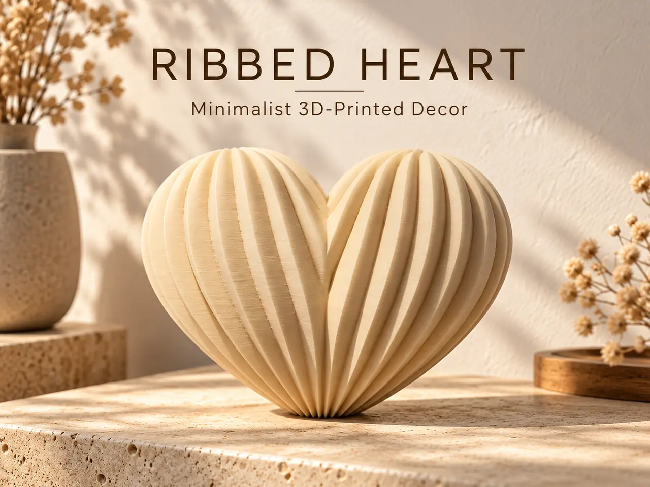 Ribbed Heart Minimalist Japandi Home Decor — modelo 3D