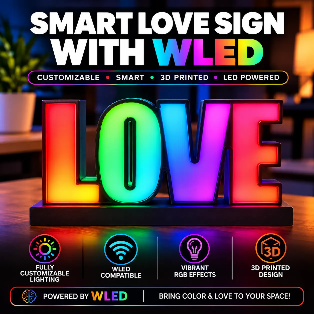Smart LOVE Sign with WLED — modelo 3D
