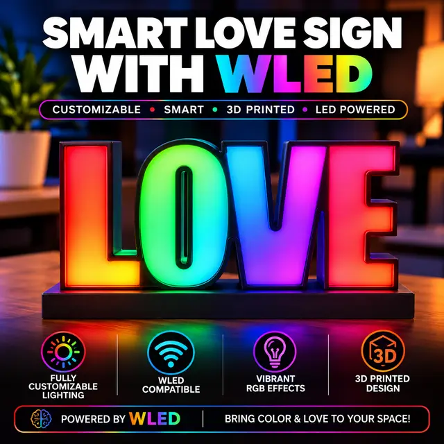 Smart LOVE Sign with WLED — modelo 3D