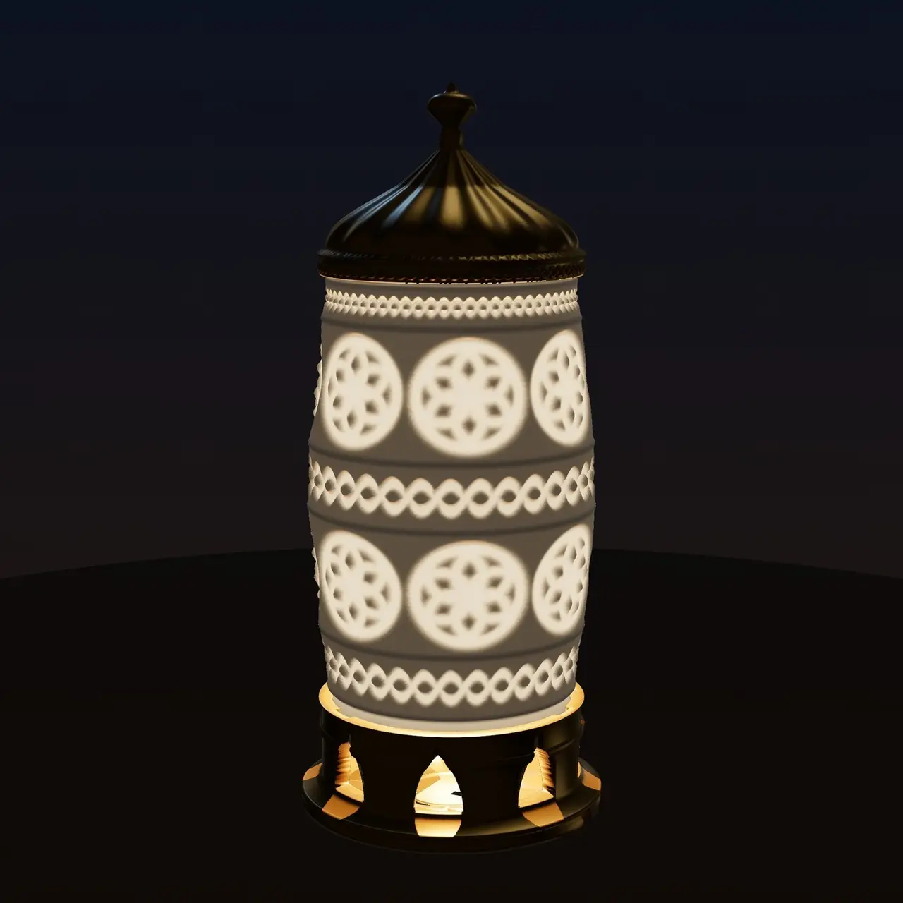 Croatian Pleter Lantern - Lithophane LED Lamp with Interlace Bands, Rosettes, Bayonet Base and Onion Dome — modelo 3D