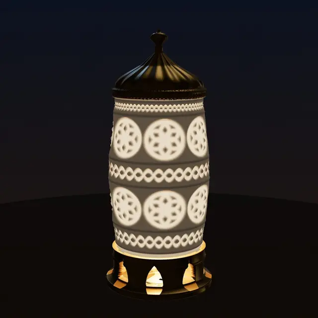 Croatian Pleter Lantern - Lithophane LED Lamp with Interlace Bands, Rosettes, Bayonet Base and Onion Dome — modelo 3D