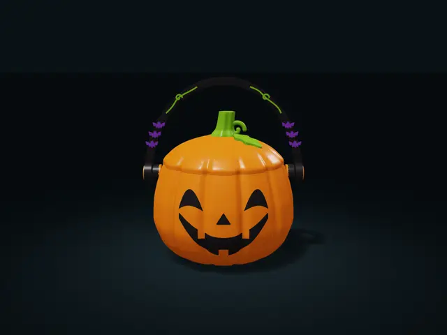 Pumpkin Storage Basket with Swing Handle and Printed Pins — modelo 3D