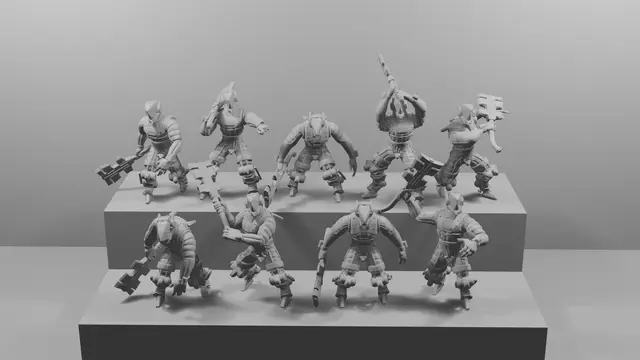 IMPERIAL COALITION BEASTMEN SQUAD (PRESUPPORTED) — modelo 3D