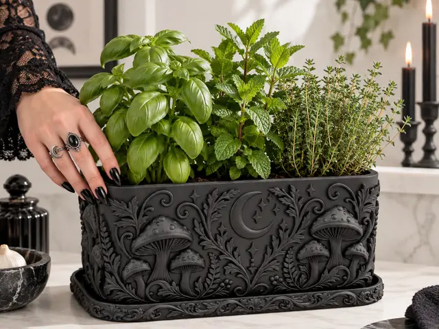 Goth Moon Mushroom Aromatic Herb Kitchen Planter — modelo 3D