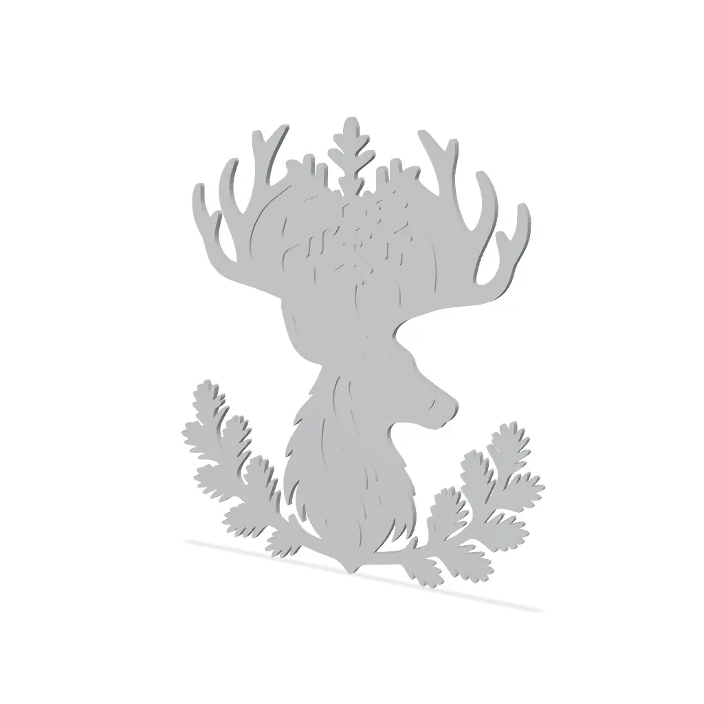 Winter Deer Head Wall Art with Snowflake — modelo 3D