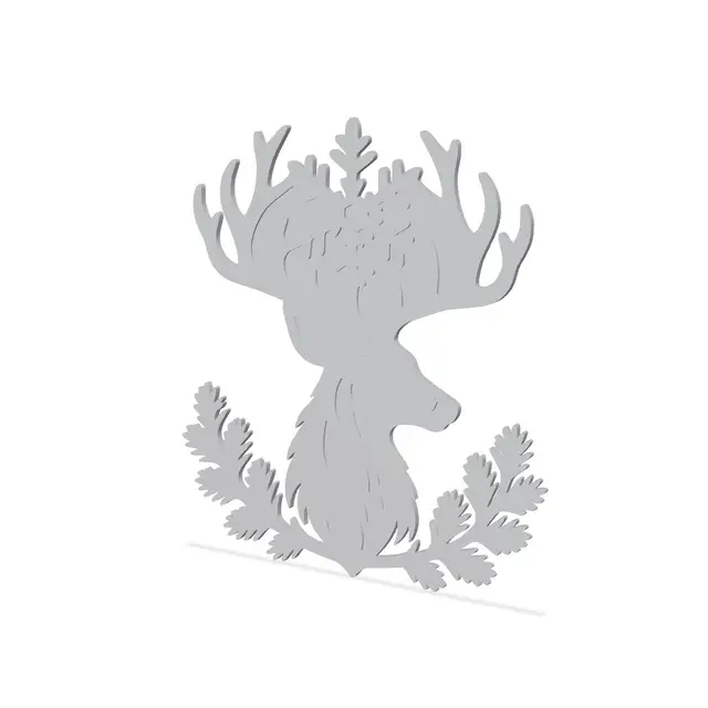 Winter Deer Head Wall Art with Snowflake — modelo 3D