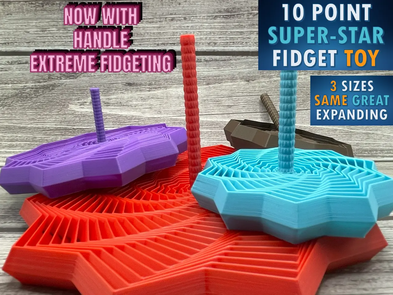 Expanded Sensory Fidget Star - WITH HANDLES — modelo 3D