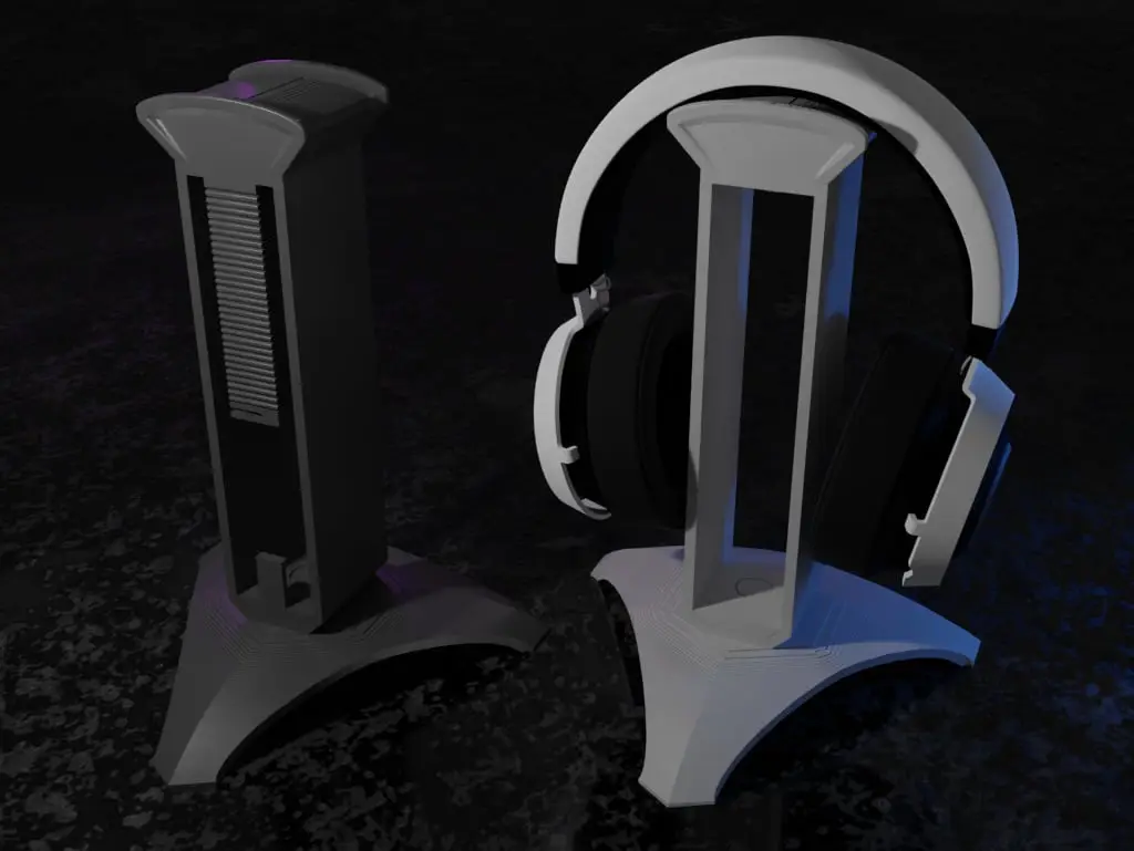 Headphone stand with optional mouse bungee — modelo 3D