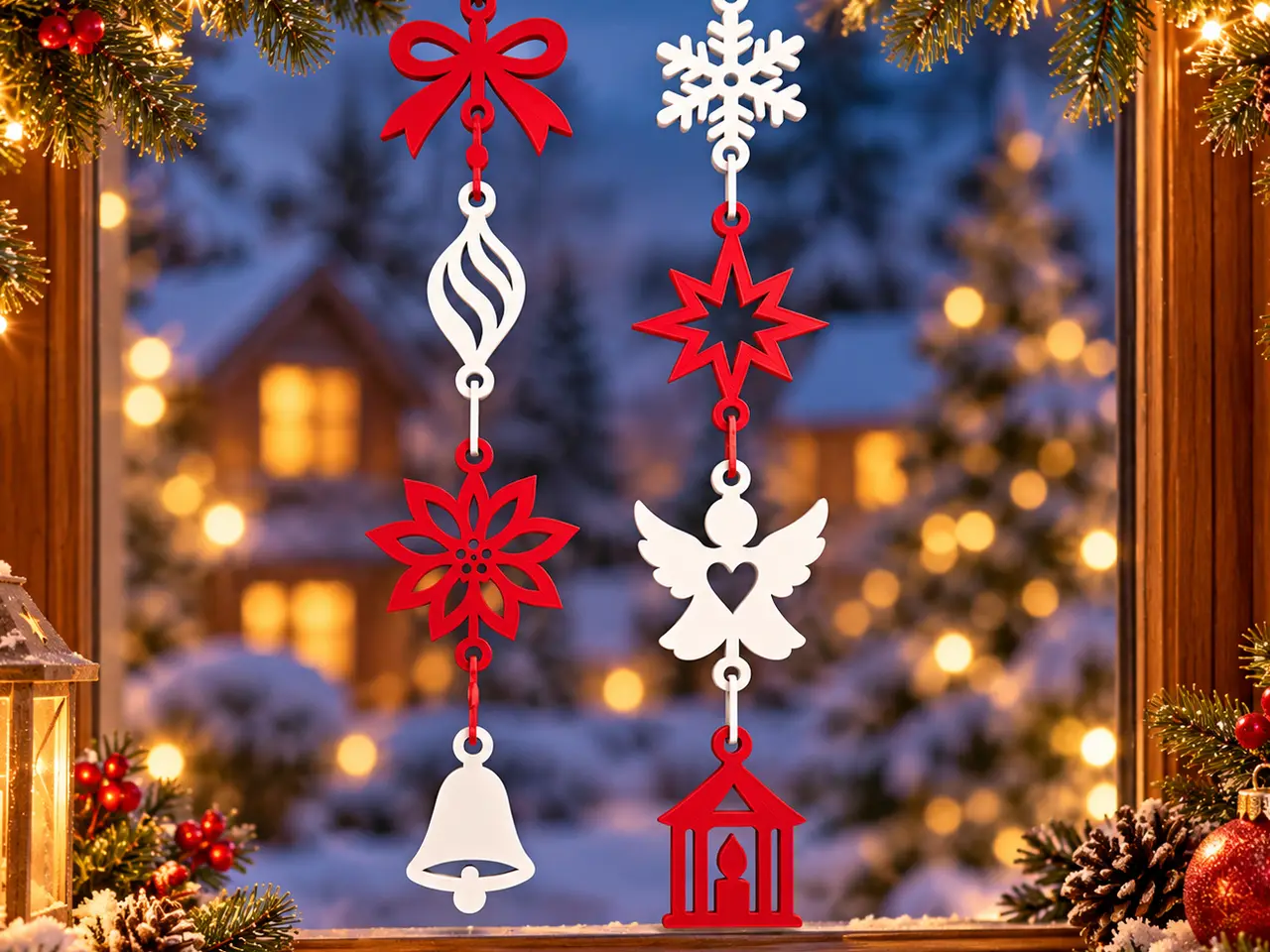 Christmas Window Hanging Ornaments Set — modelo 3D