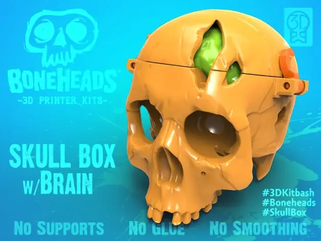Boneheads: Skull Box w/ Brain - via 3DKitbash.com — modelo 3D