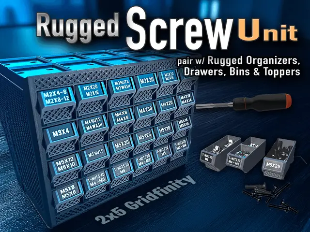 Rugged Screw Unit - Gridfinity Hardware Storage — modelo 3D