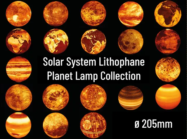 Solar System Lithophane Planet Lamp Collection - ⌀205mm — modelo 3D