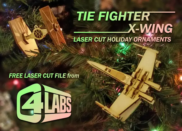 Tie Fighter & X-Wing Laser Cut Ornaments - C4 Labs — modelo 3D