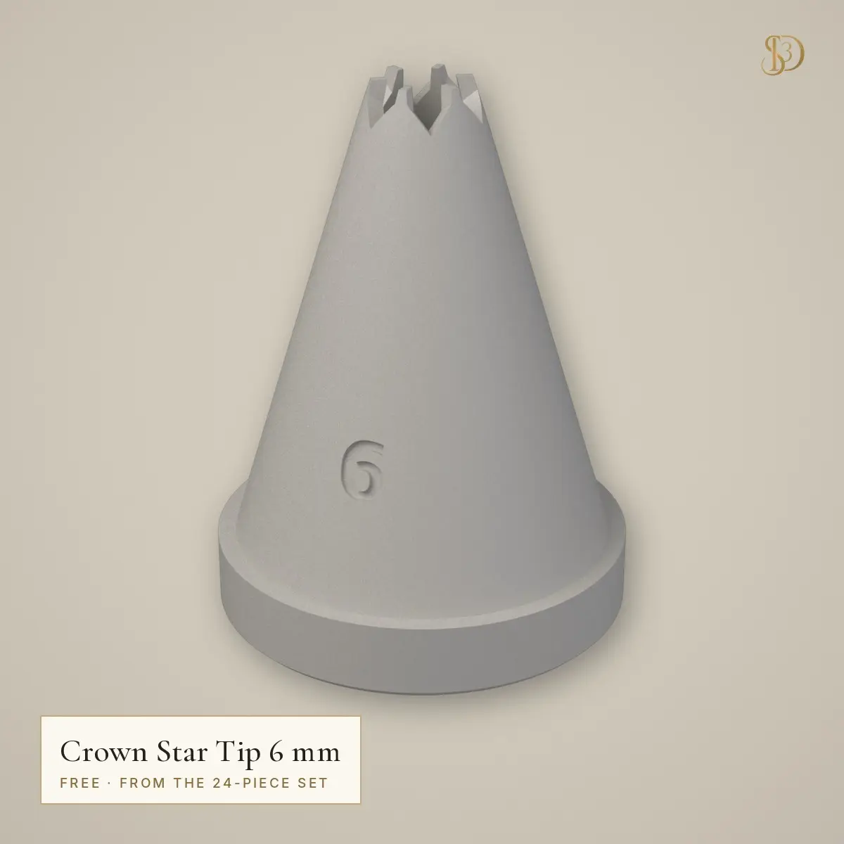 Crown Star Piping Tip 6 mm – Free Straight-Teeth Nozzle (from the 24-Piece Set) — modelo 3D