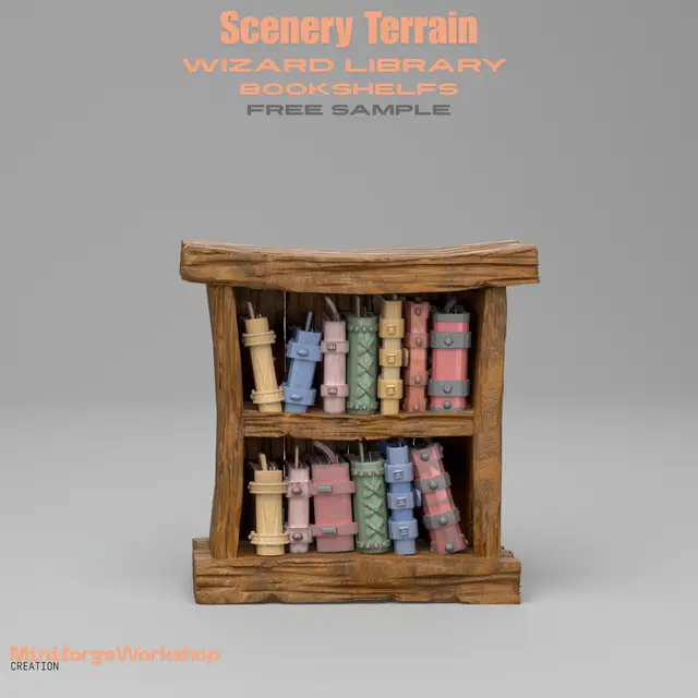 Wizard Library Bookshelf – Free Sample STL — modelo 3D