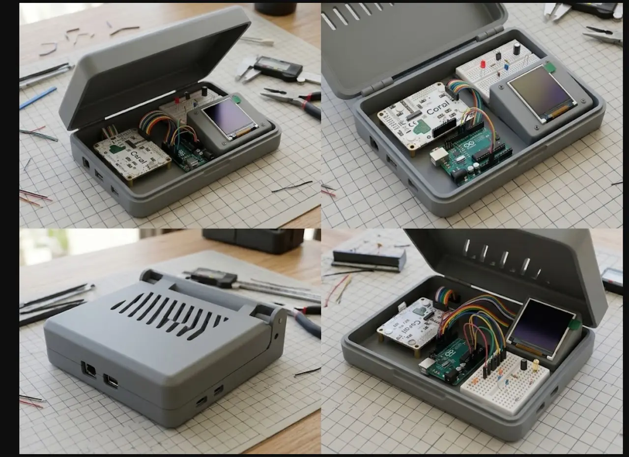 Coral/Arduino/LCD HolderCase — modelo 3D