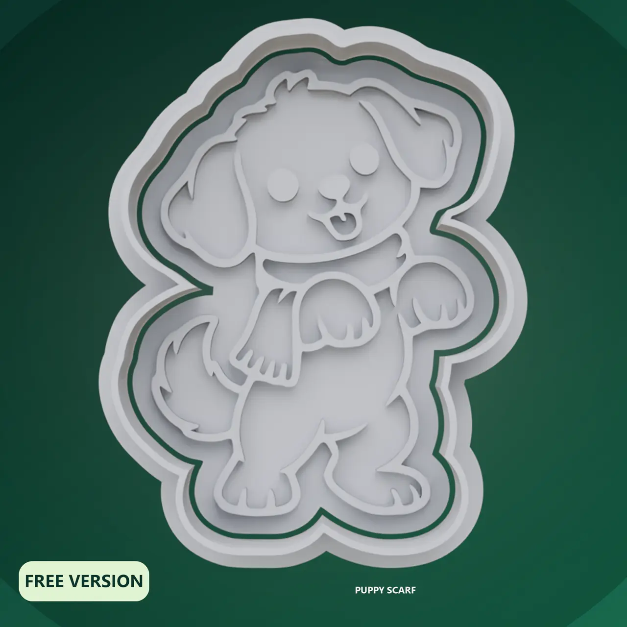 Christmas Puppies Cookie Cutter STL – 3D Print Biscuit Mold — modelo 3D